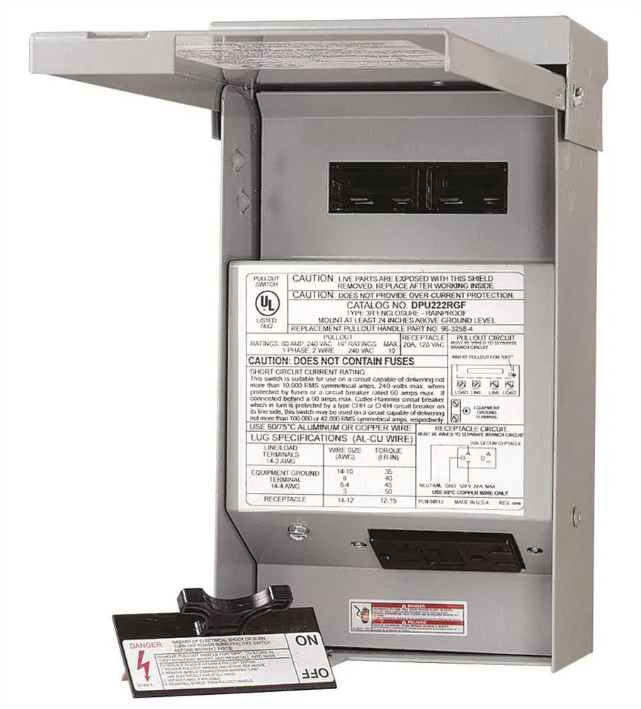 Ac-Heating Disconnect Raintight 60A Non-Fuse With Gfci 1