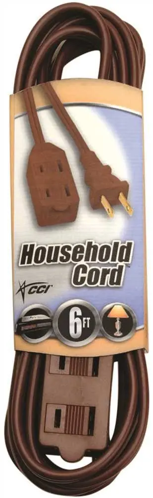 Household Cube Tap Extension Cord, 16-2, 6 Ft., Brown 1