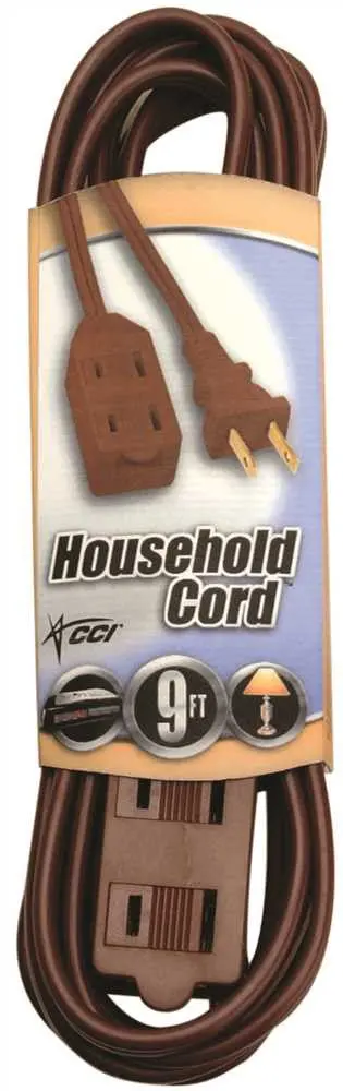 Household Cube Tap Extension Cord, 16-2, 9 Ft., Brown 1