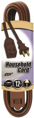 Household Cube Tap Extension Cord, 16-2, 12 Ft., Brown 1