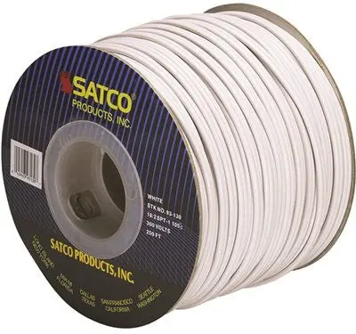 Satco&Reg; Vinyl Lamp Zip Cord, 18-2, White, 250' Per Roll 1