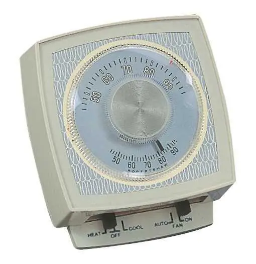 Robertshaw&Reg; Non-Programmable Mechanical Thermostat, 24 Volts, 1 Heat-1 Cool, White 1