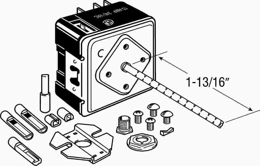 Robertshaw&Reg; Uni-Kit&Reg; Universal Electric Range Infinite Switch, Non Push To Turn, Adjustable Shaft 1