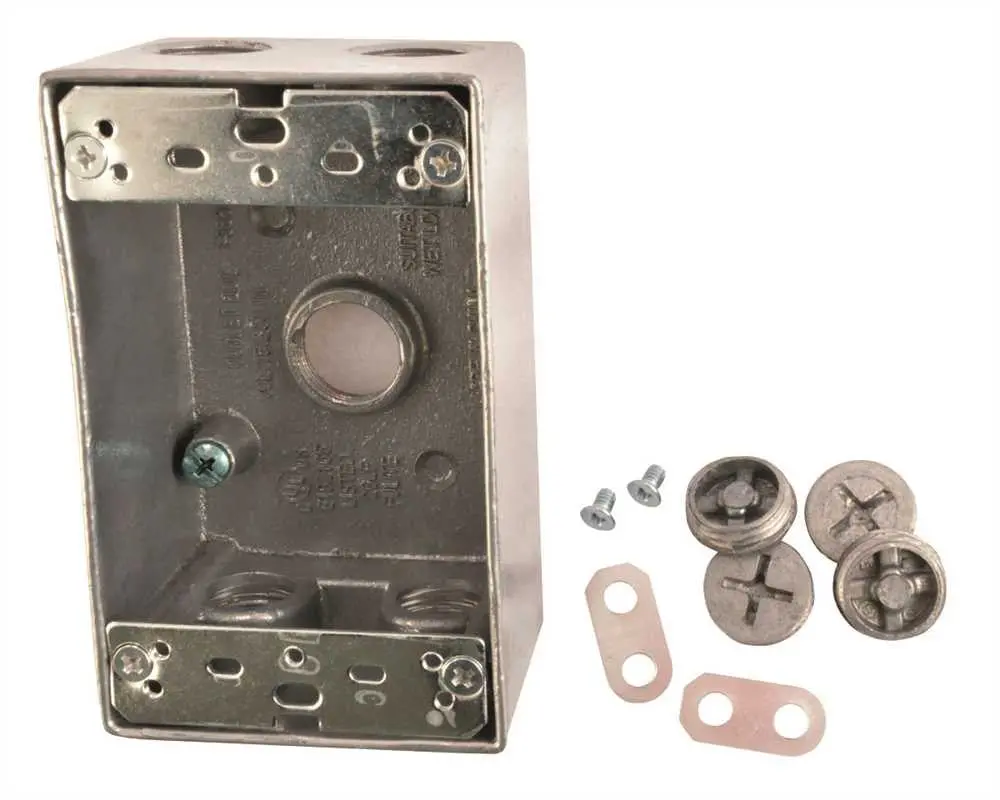 Weatherproof Box, 1 Gang, Aluminum, Five 1-2 In. Threaded Holes 1