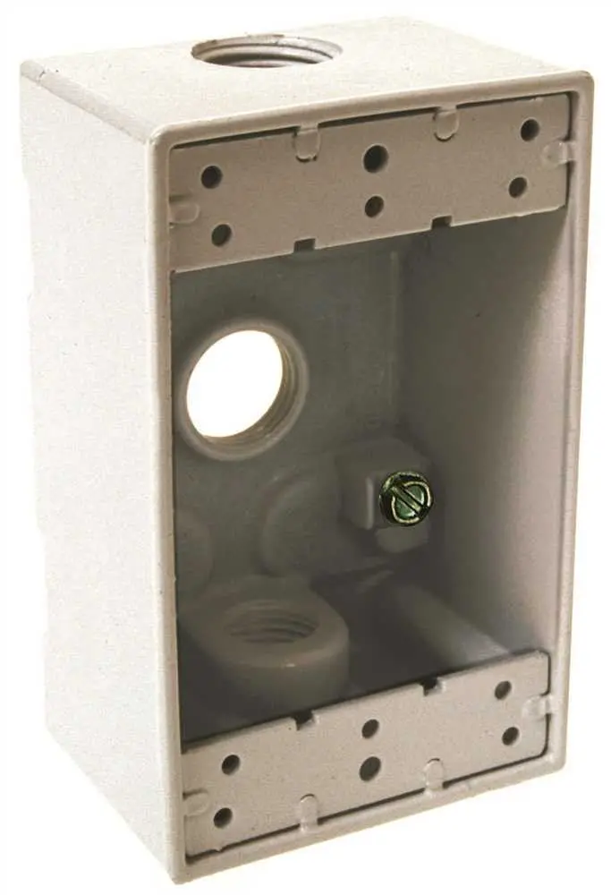 Hubbell Weatherproof Box Single Gang Lugs 3-1-2 In. Outlet White 1