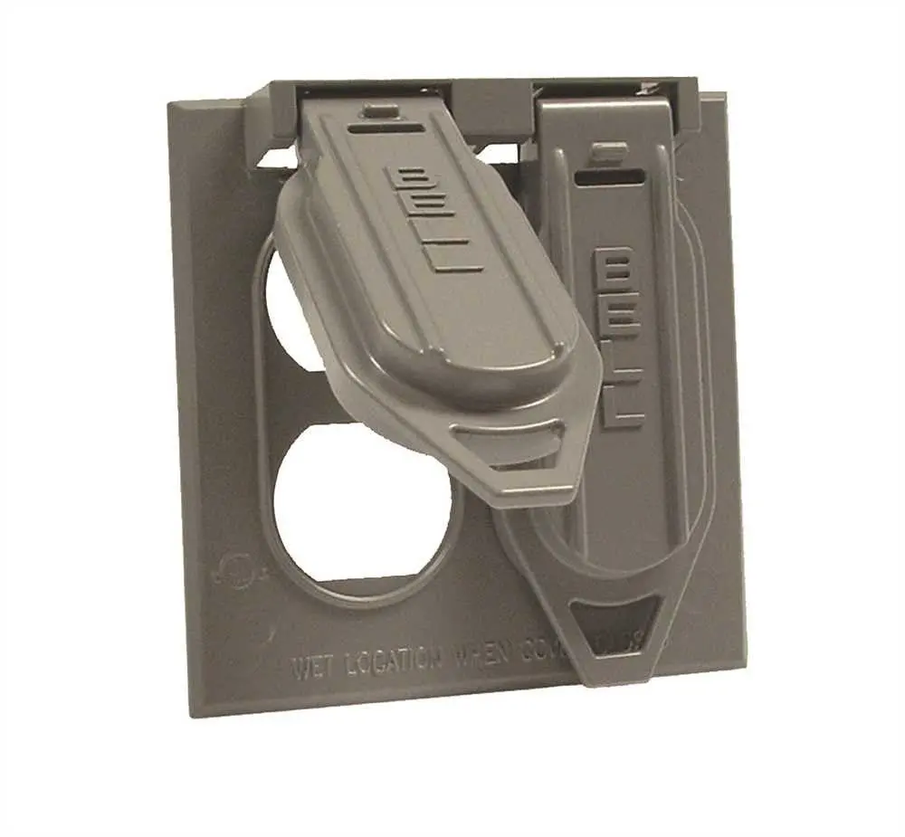 Hubbell Weatherproof Cover Double Gang Duplex Receptacle Gray 1