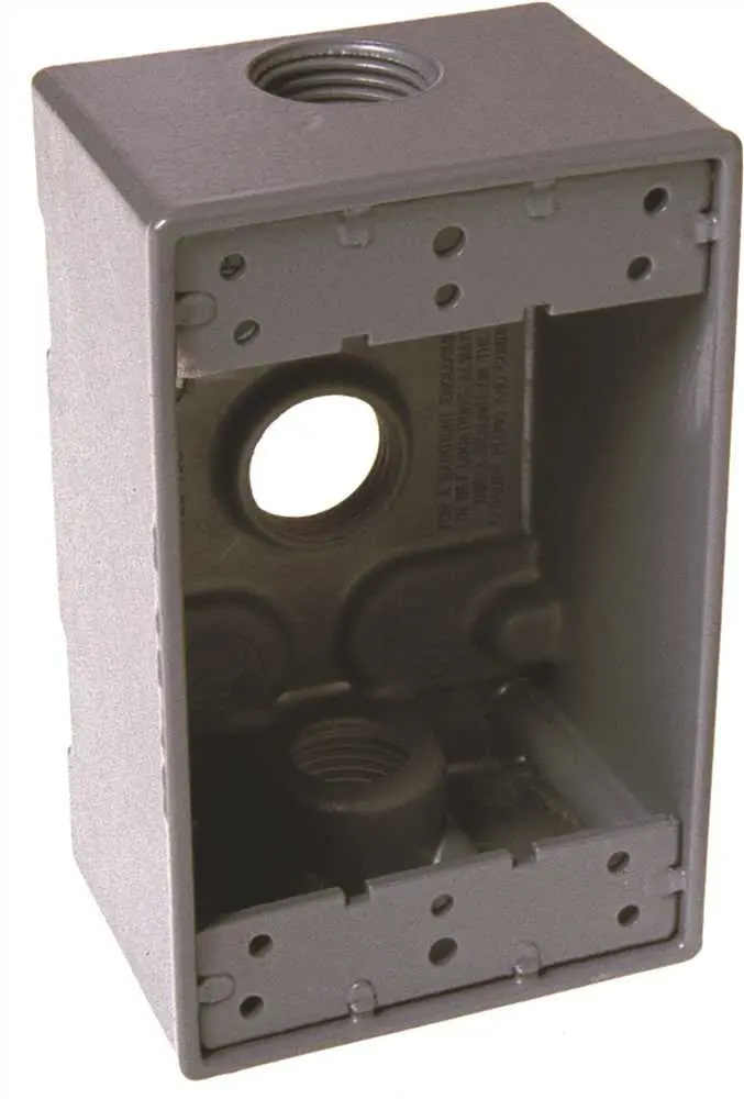 Hubbell Weatherproof Box Single Gang Three 3-4 In. Outlets Gray 1