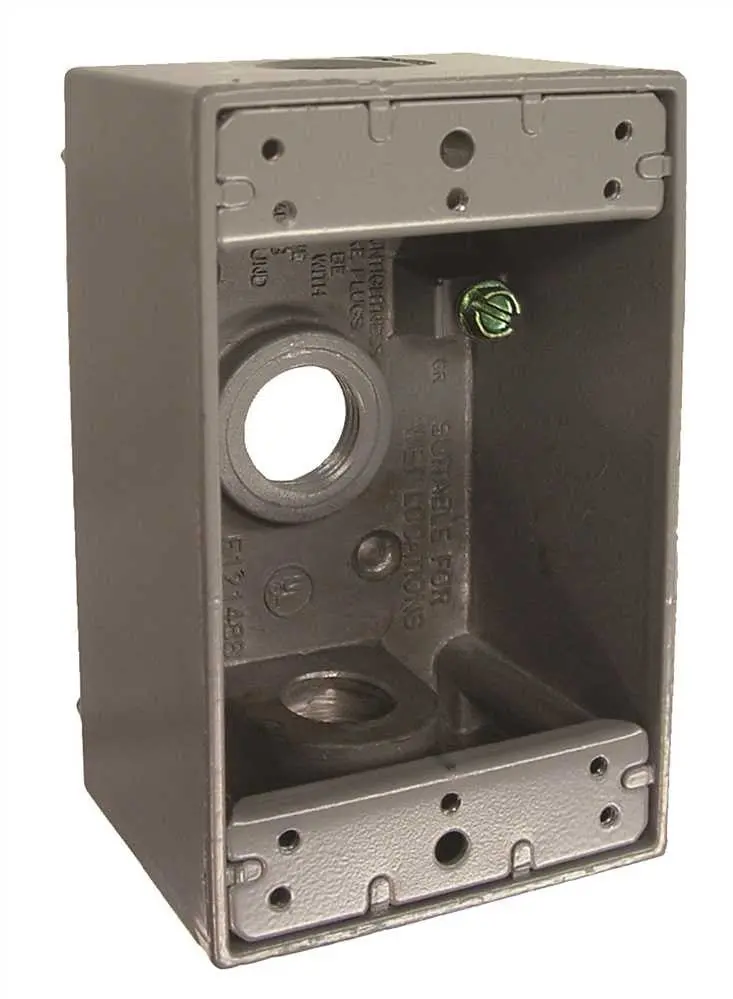 Hubbell Weatherproof Box Single Gang Three 1-2 In. Outlets Gray 1