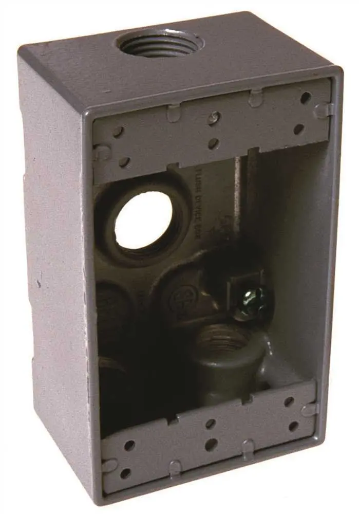 Hubbell Weatherproof Box Single Gang Four 3-4 In. Outlets Gray 1