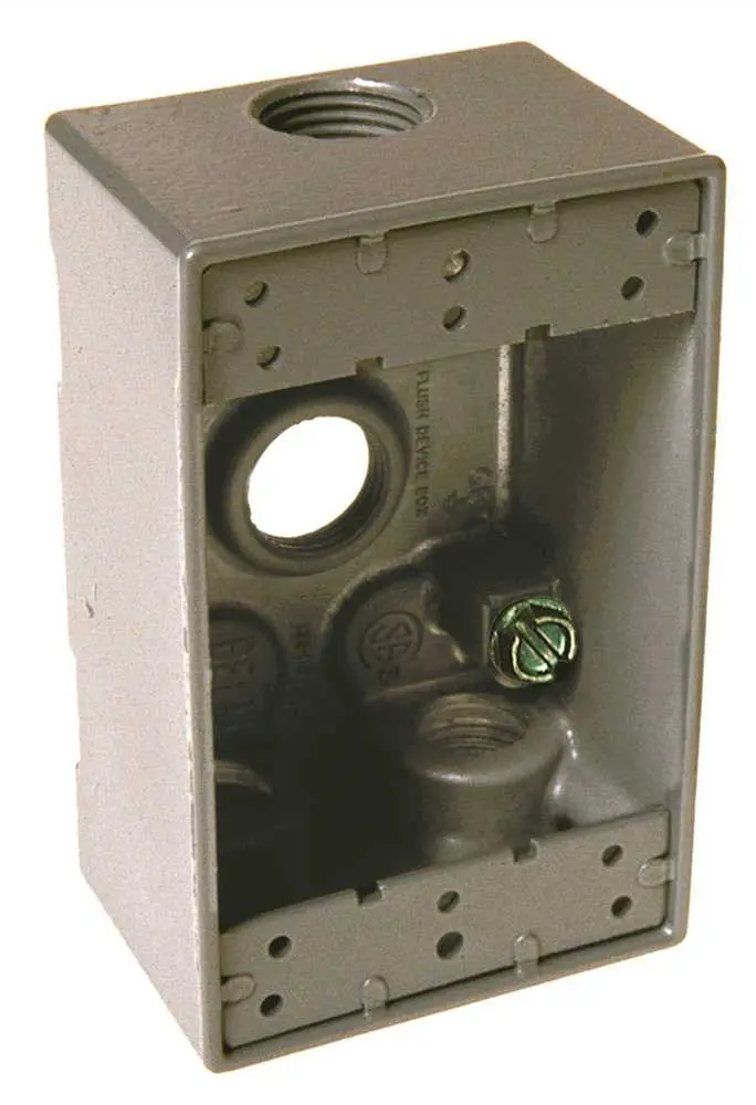 Hubbell Weatherproof Box Single Gang Four 1-2 In. Outlets Gray 1