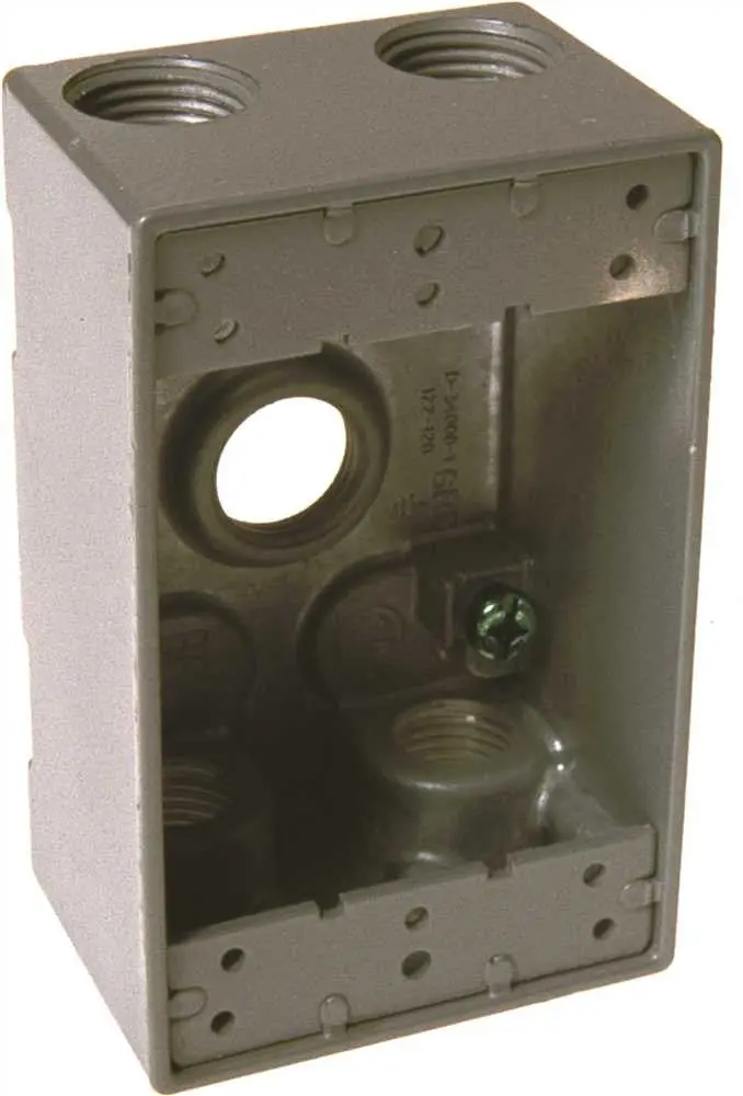 Hubbell Weatherproof Box Single Gang Five 3-4 In. Outlets Gray 1