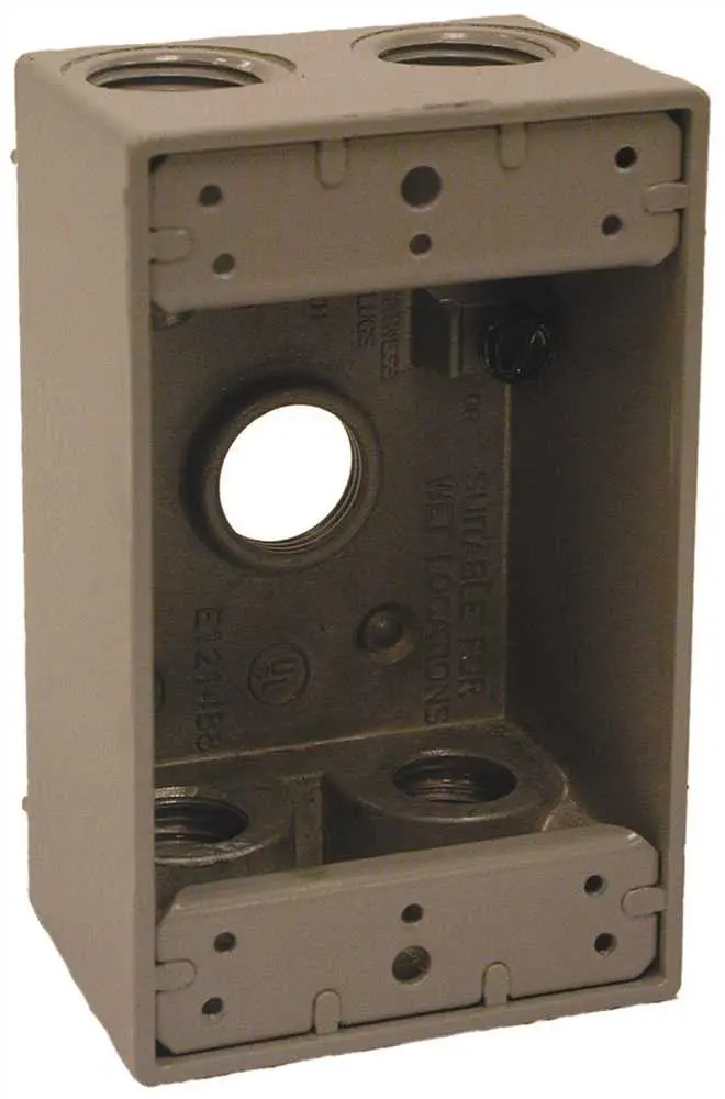 Hubbell Weatherproof Box Single Gang Five 1-2" Outlets Gray 1