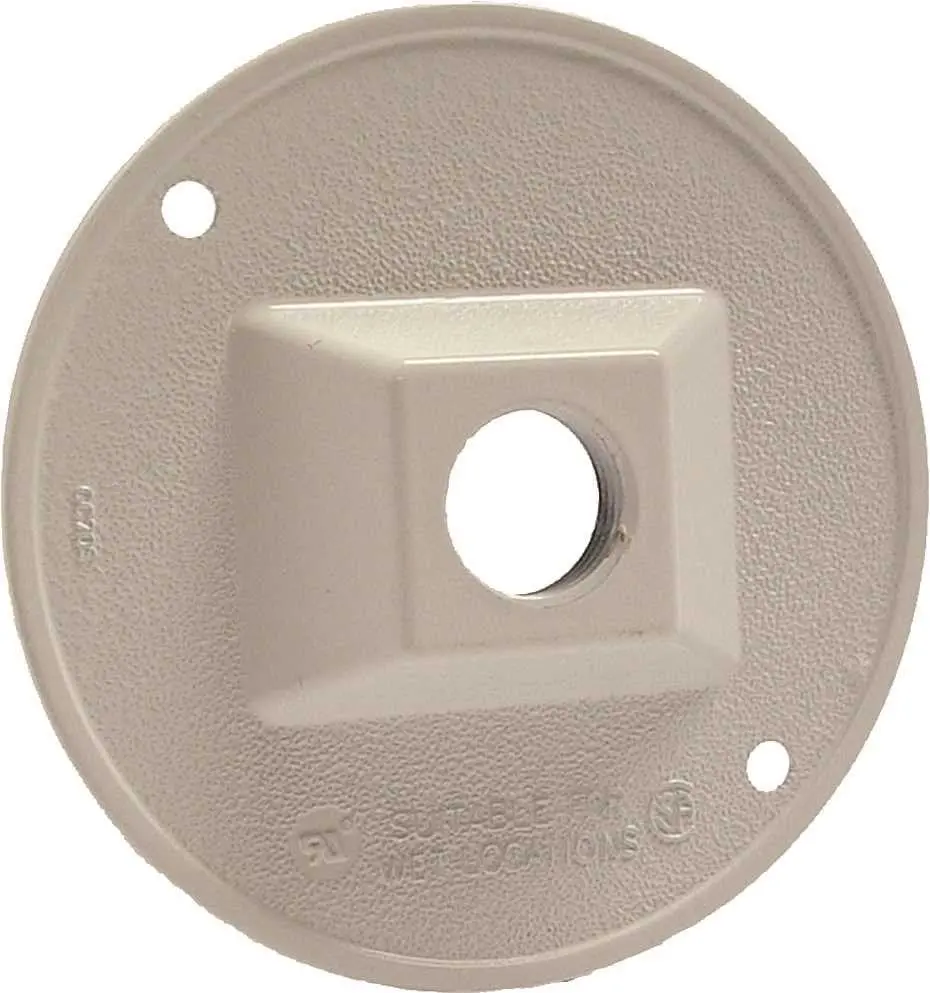 Hubbell Weatherproof Cover 4 In. Round One 1-2 In. Outlet White 1