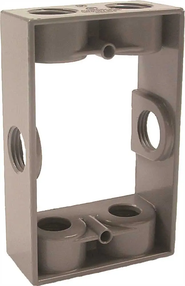 Hubbell Weatherproof Extension Single Gang Six 1-2 In. Outlets Gray 1