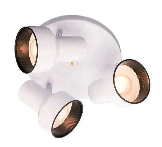 Three Head Spotlight Ceiling Fixture, Maximum Three 60 Watt Medium Base Bulbs, 10 In., White 1