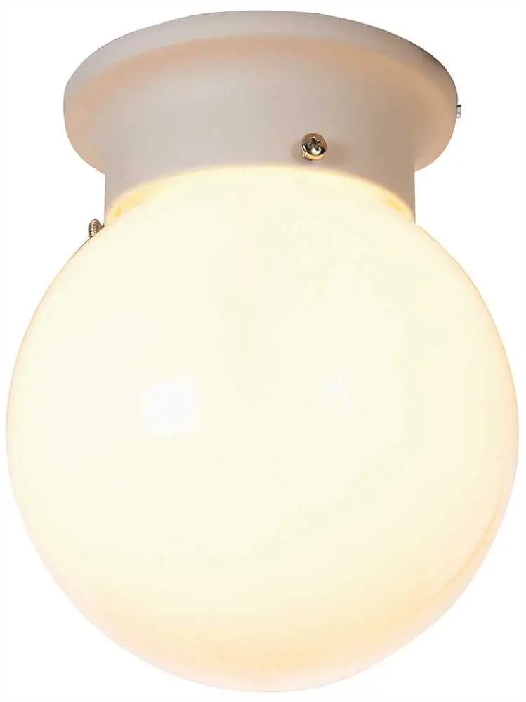 Royal Cove Globe Ceiling Fixture, 6", White, Uses 1 60-Watt Medium-Base Bulb 1