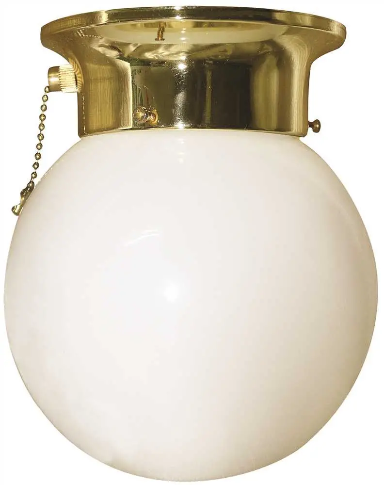 Royal Cove Globe Ceiling Fixture, 6", Polished Brass, Uses 1 60-Watt Incandescent Medium Base Bulb 1