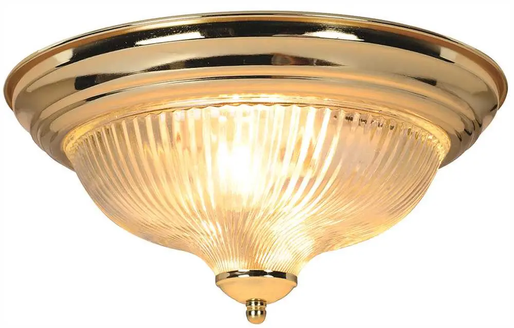Halophane Swirl Surface Mount Ceiling Fixture, Maximum Two 75 Watt Incandescent Medium Base Bulbs, 12-3-4", Polished Brass 1