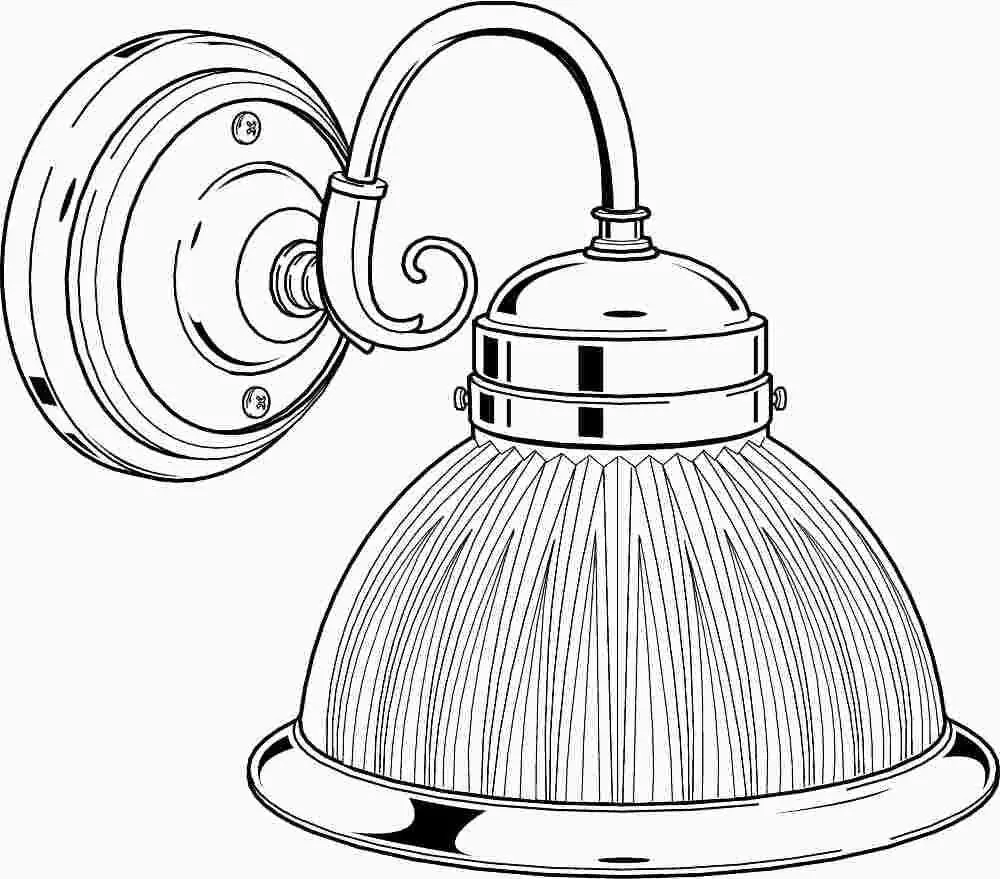 Decorative Wall Fixture With Ribbed Glass, Maximum One 60 Watt Incandescent Medium Base Bulb, 8", Polished Brass 1