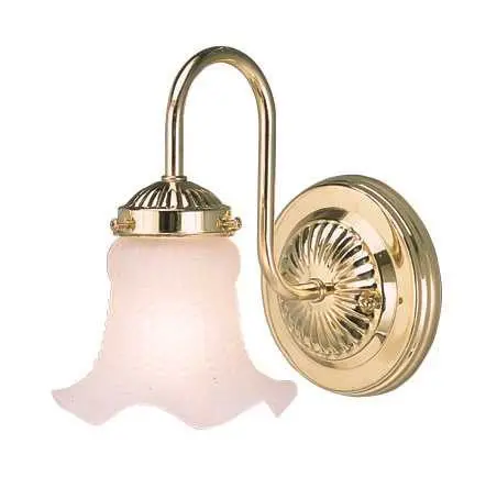 Decorative Wall Fixture With Fluted Glass, Maximum One 60 Watt Incandescent Medium Base Bulb, 8-1-2", Polished Brass 1