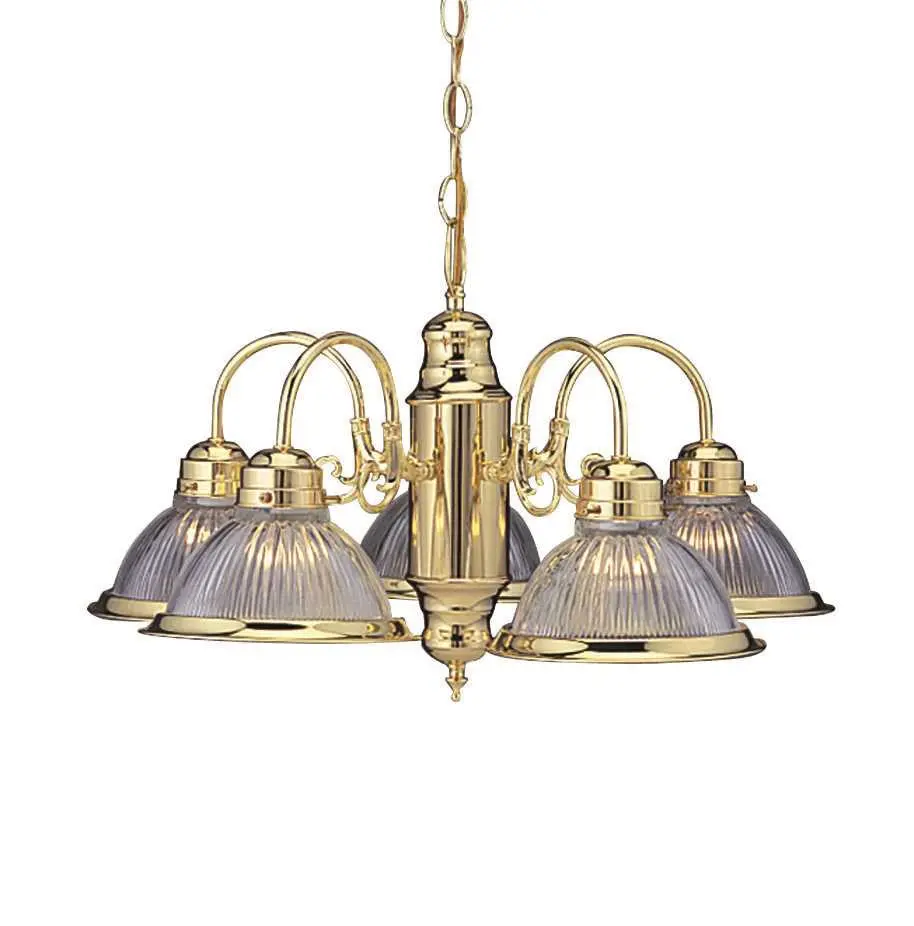 Traditional Chandelier Ceiling Fixture, Maximum Five 60 Watt Medium Base Bulbs, 24 In., Polished Brass 1