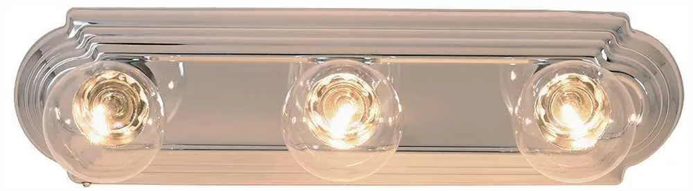 Beveled Edge Vanity Strip Light Fixture, Maximum Three 60 Watt Incandescent G-25 Medium Base Bulbs, 18", Polished Chrome 1