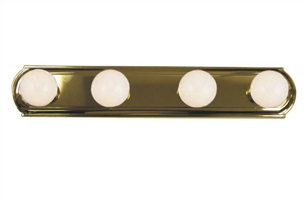 Beveled Edge Vanity Strip Light Fixture, Maximum Four 60 Watt Incandescent G-25 Medium Base Bulbs, 24", Polished Brass 1
