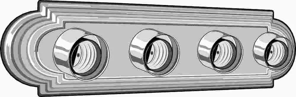 Beveled Edge Vanity Strip Light Fixture, Maximum Four 60 Watt Incandescent G-25 Medium Base Bulbs, 24", Polished Chrome 1