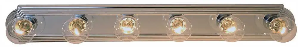 Beveled Edge Vanity Strip Light Fixture, Maximum 6 60 Watt Incandescent G-25 Medium Base Bulbs, 36 In., Polished Chrome 1