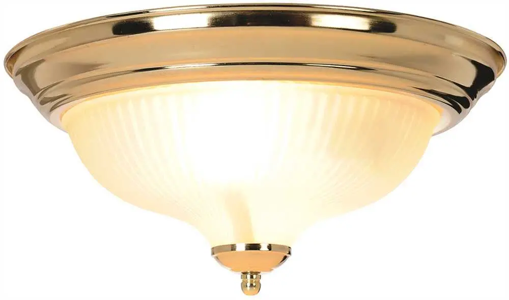 Decorative Surface Mount Ceiling Fixture, Maximum Two 75 Watt Incandescent Medium Base Bulbs, 13", Polished Brass 1