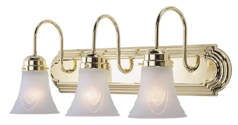 Decorative Vanity Fixture, Maximum Three 60 Watt Incandescent Medium Base Bulbs, 24 In., Polished Brass 1