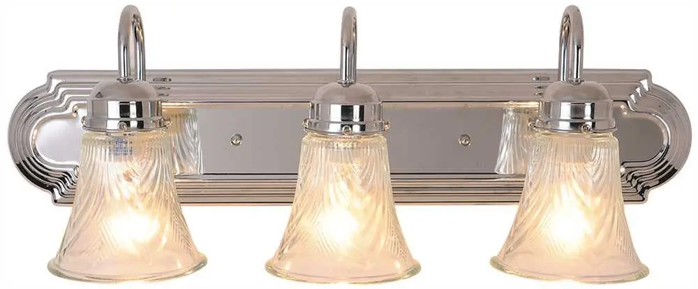Decorative Vanity Fixture, Maximum Three 60 Watt Incandescent Medium Base Bulbs, 24 In., Polished Chrome 1