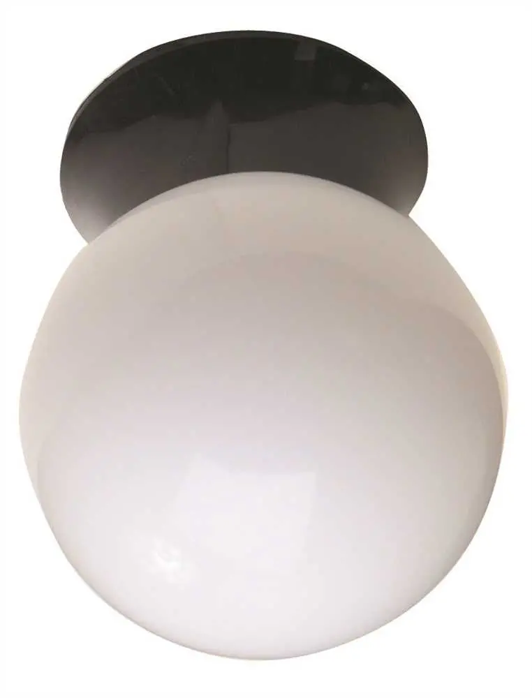 Globe Ceiling Fixture With One 9 Watt Plc Type Fluorescent Lamp, 6", Black With White Globe 1
