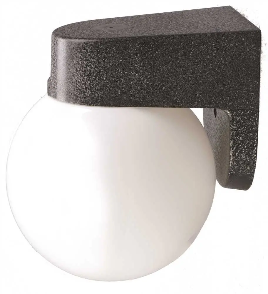 Outdoor Wall Lantern With White Acrylic Globe, Black Base, 6 X 6-7-8", 1 60-Watt Medium-Base Bulb 1