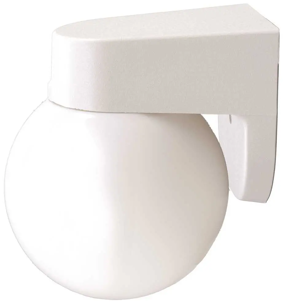 Outdoor Wall Lantern With White Acrylic Globe, White Base, 6 X 6-7-8", 1 60-Watt Medium-Base Bulb 1