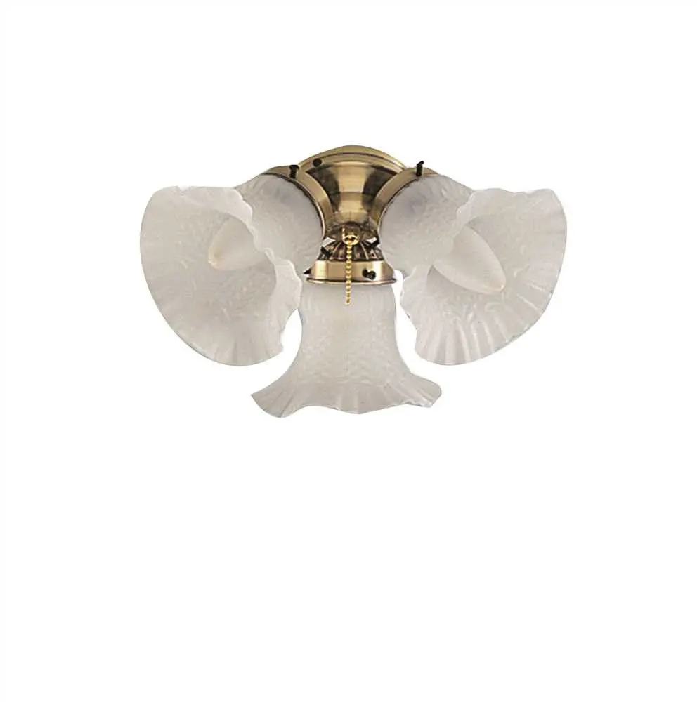 Ceiling Fan Tulip Light Kit, Maximum Three 60 Watt Incandescent Candelabra Base Bulbs, 10-1-2 In., Polished Brass 1