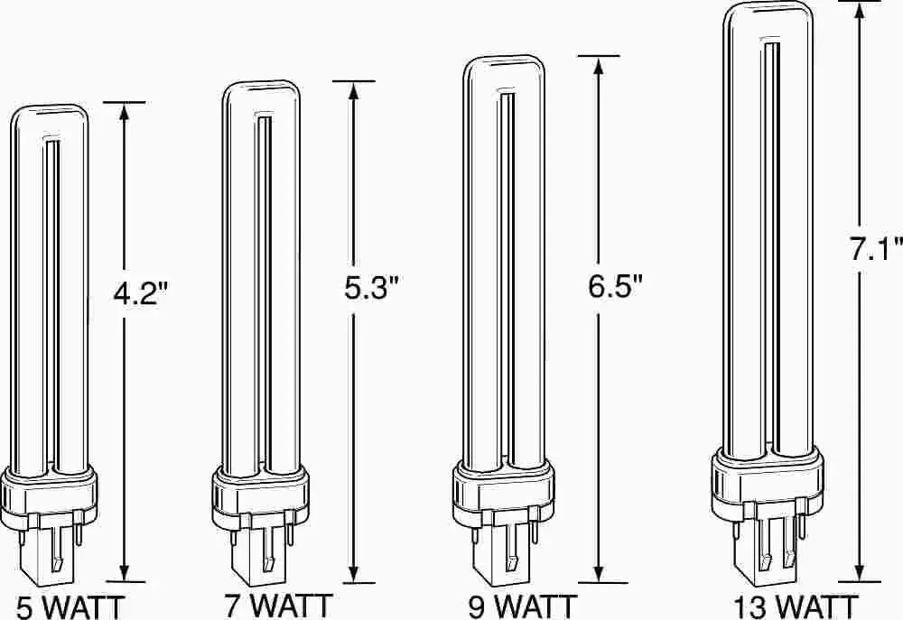 Single Tube Compact Fluorescent Lamp, T4, 5 Watts, 2700K, 82 Cri, G23 Base 1