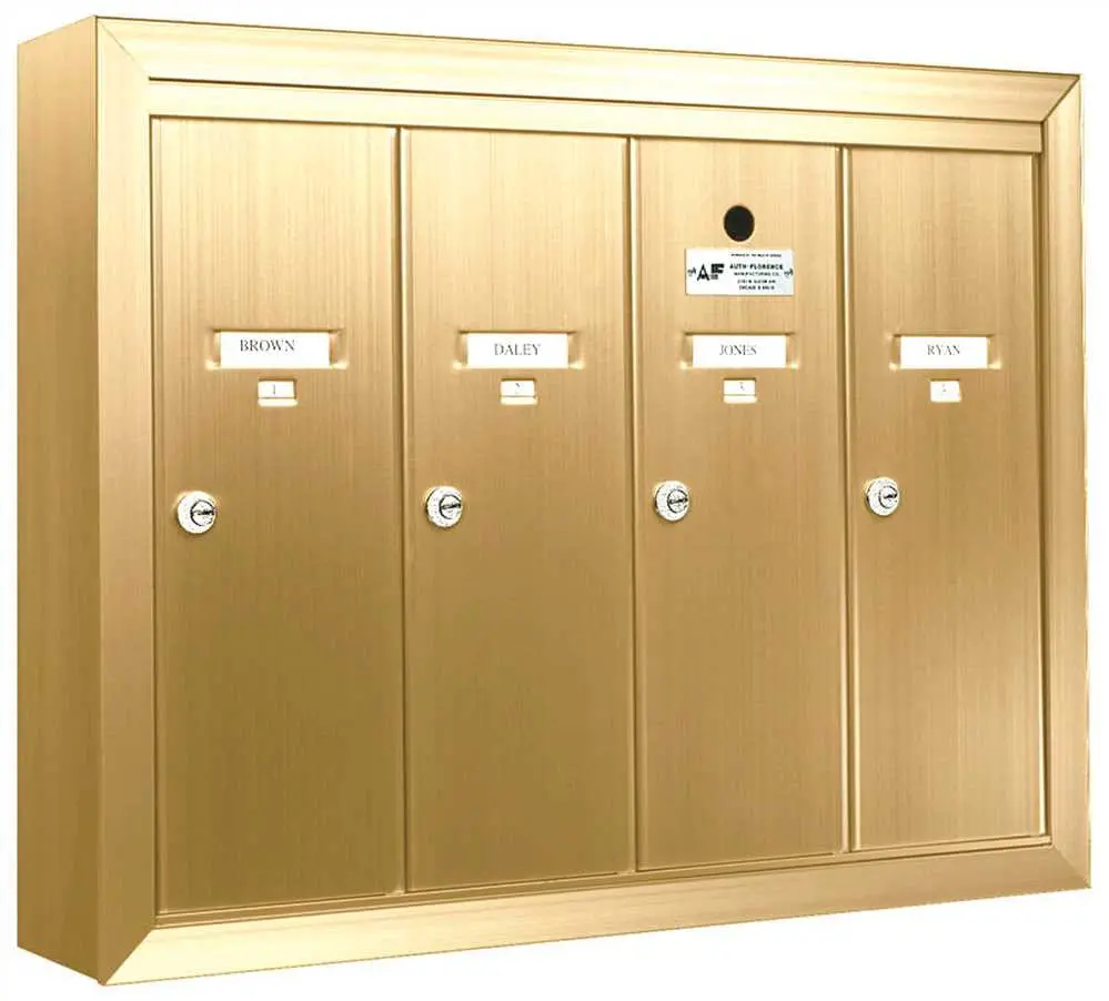 Auth-Florence  Surface Mount Vertical Mailbox 4 Compartment 1