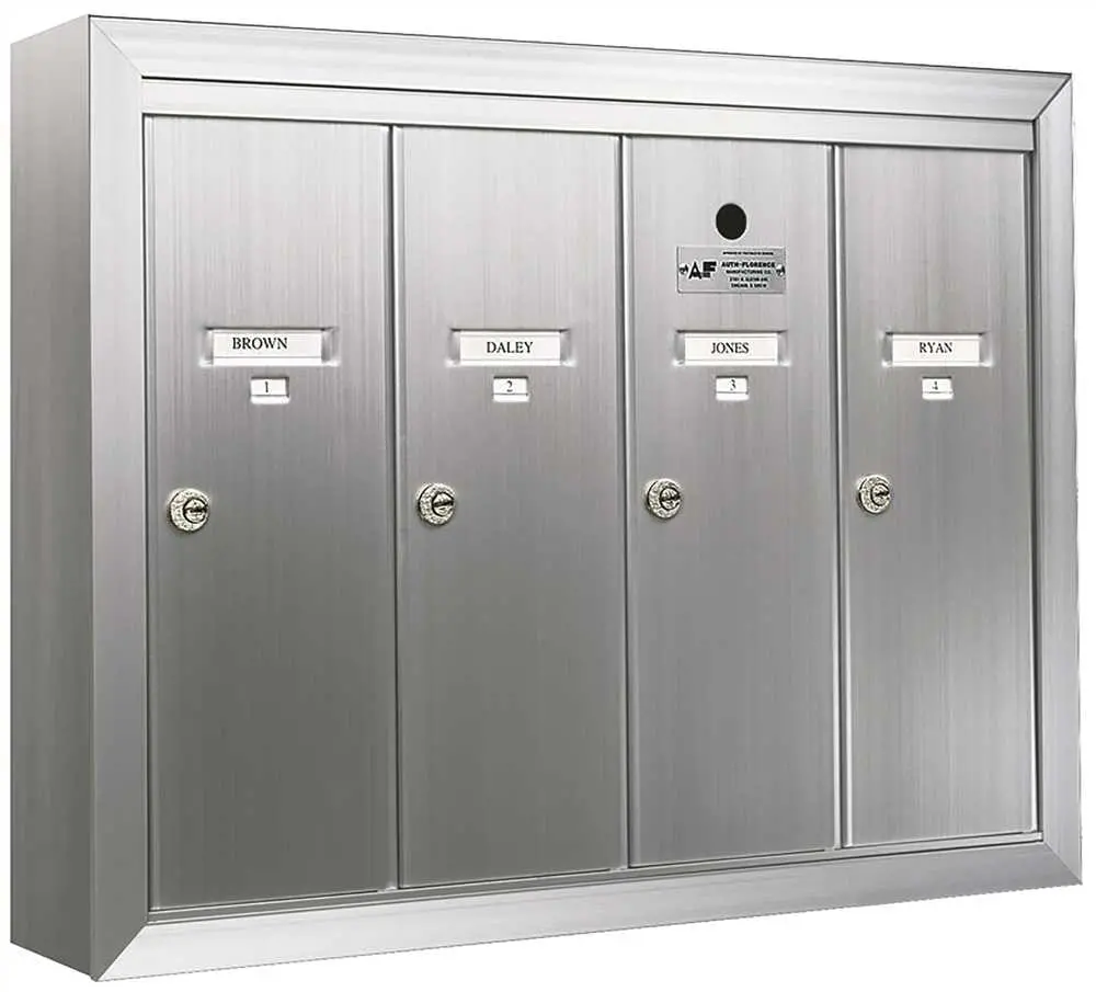 Florence Surface Mount Vertical 1250 Series 4-Door Mailbox 1
