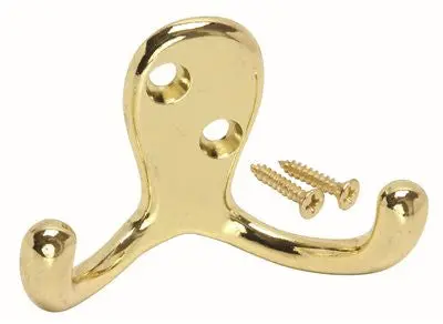 Double Wardrobe Double Hook Polished Brass 1