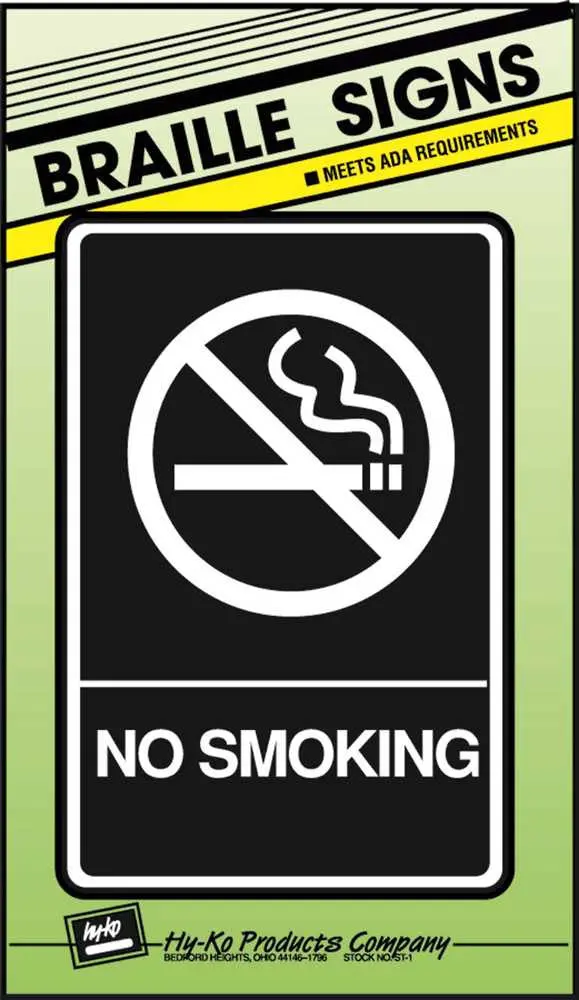No Smoking Sign, Ada Approved Braille 1