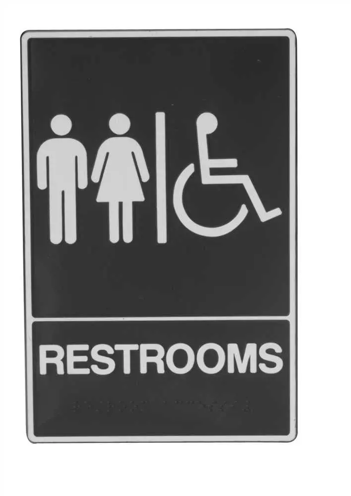 Unisex Restroom Ada Approved Braille 6" X 9" Sign 1