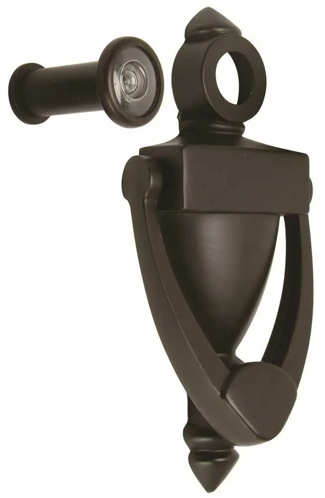 Anvil Mark&Reg; Door Knocker With 180 Degree Viewer Bronze 1
