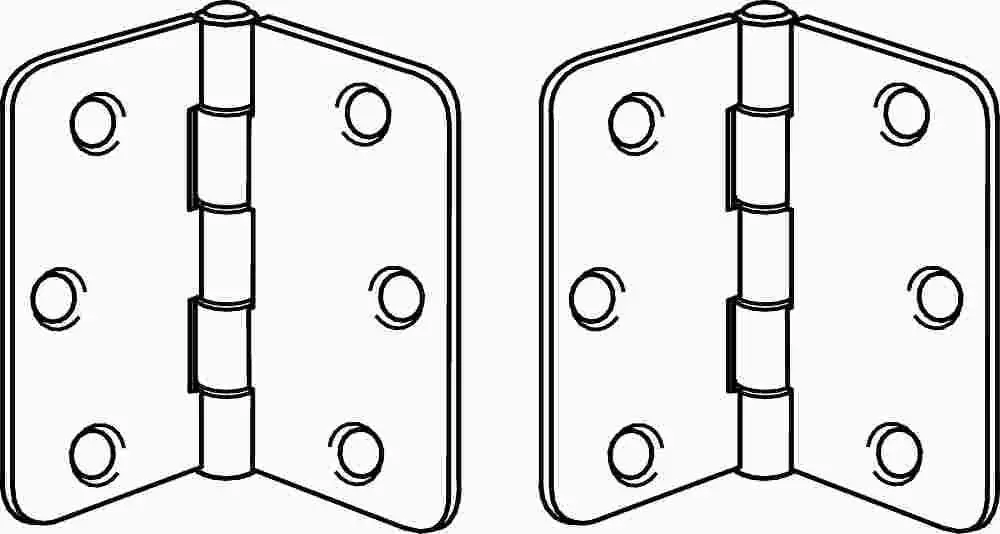 Anvil Mark&Reg; Butt Hinges, 1-4 In. Radius Corner, 3-1-2 In., Bright Brass, 2 Per Pack 1