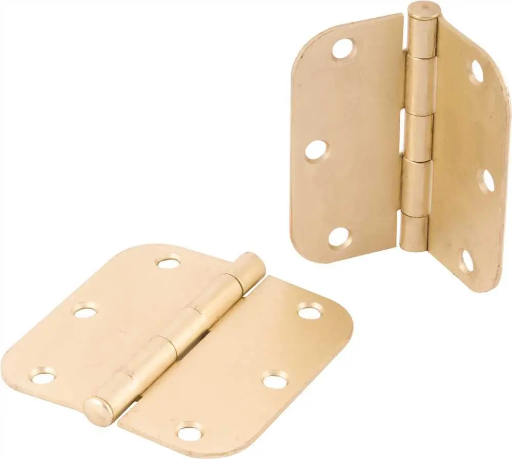 Anvil Mark&Reg; Butt Hinges, 5-8 In. Radius Corner, 3-1-2 In., Satin Brass, 2 Per Pack 1