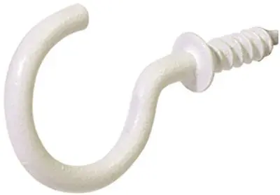 Cup Hook, Vinyl Coated, White, Pack Of 5 1