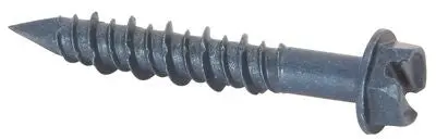 Slotted Hex Head Masonry Fasteners 3-16" X 1-1-4", 100 Per Pack 1