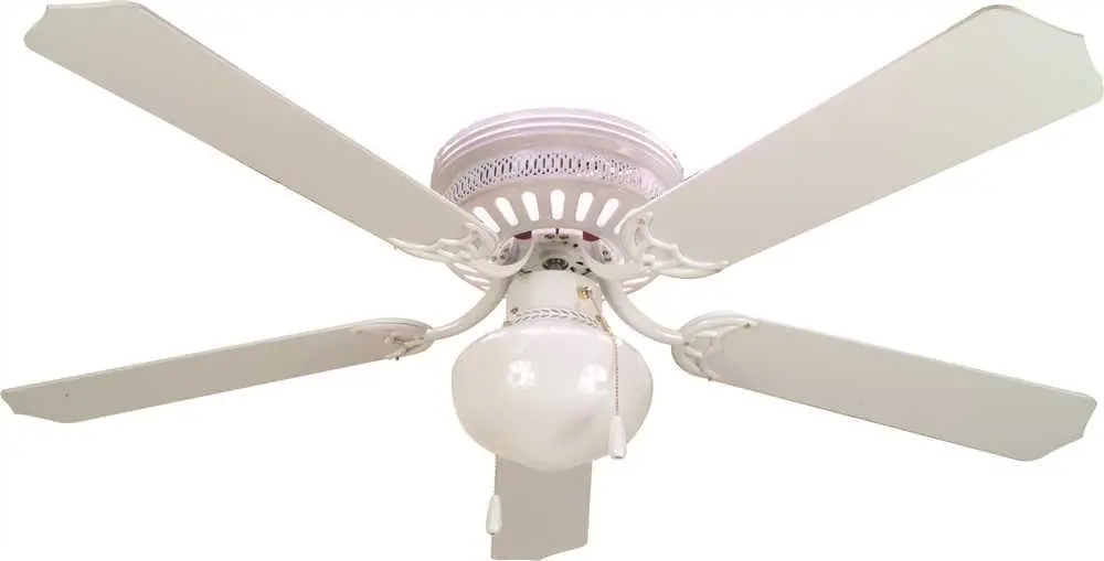 Bala&Reg; Hugger Ceiling Fan With Light, One 60 Watt Incandescent Candelabra Base Bulb, 52 In., White And White Washed, White 1