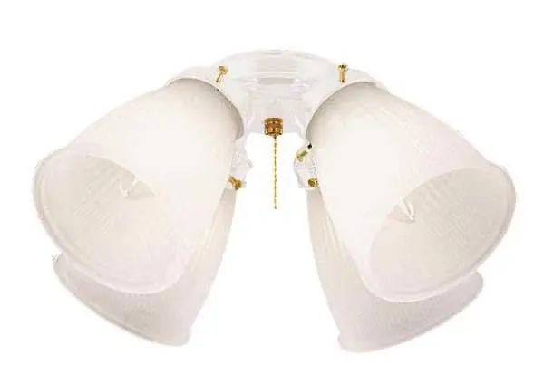 Ceiling Fan Light Kit With Clear Ribbed Cone Glass, Maximum Four 60 Watt Incandescent Candelabra Base Bulbs, White 1