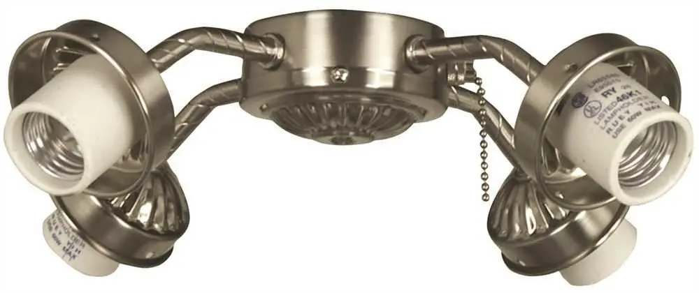 Ceiling Fan Light Kit Fitters, Maximum Four 60 Watt Incandescent Candelabra Base Bulbs, Brushed Chrome 1